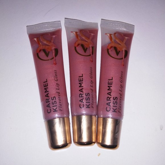 Set of 3 Victoria Secret Flavored  Lip Gloss Caramel Kiss Gift Set Brand New  *B - Picture 1 of 4